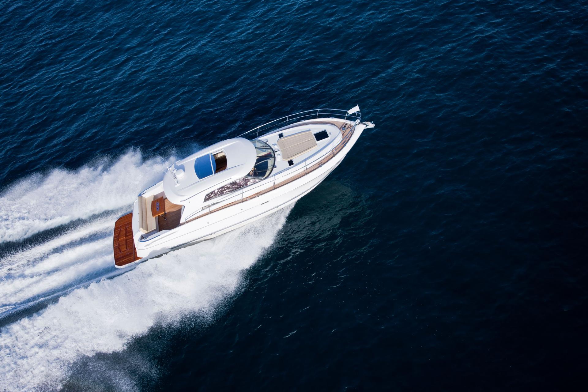 Aerial shot of a luxurious yacht